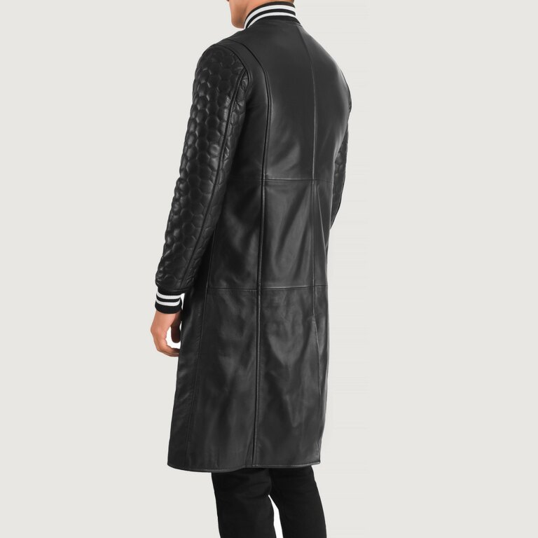 Mens Wilde Black Leather Varsity Coat Tilted Back-8-1704119100718